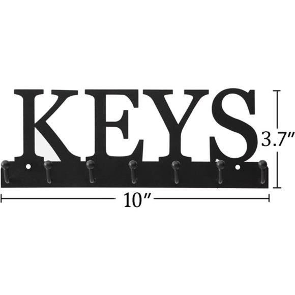 Key Holder Wall Mounted Key Hooks for Wall Decorative with 7 Hooks Black Metal - Picture 4 of 6